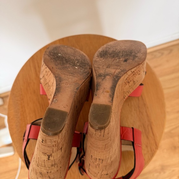 COACH Leather Chic Red Wedge Sandals - Picture 8 of 9